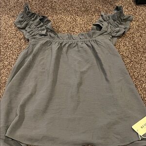 Chic Ruffle Sleeve Blouse in Gray
